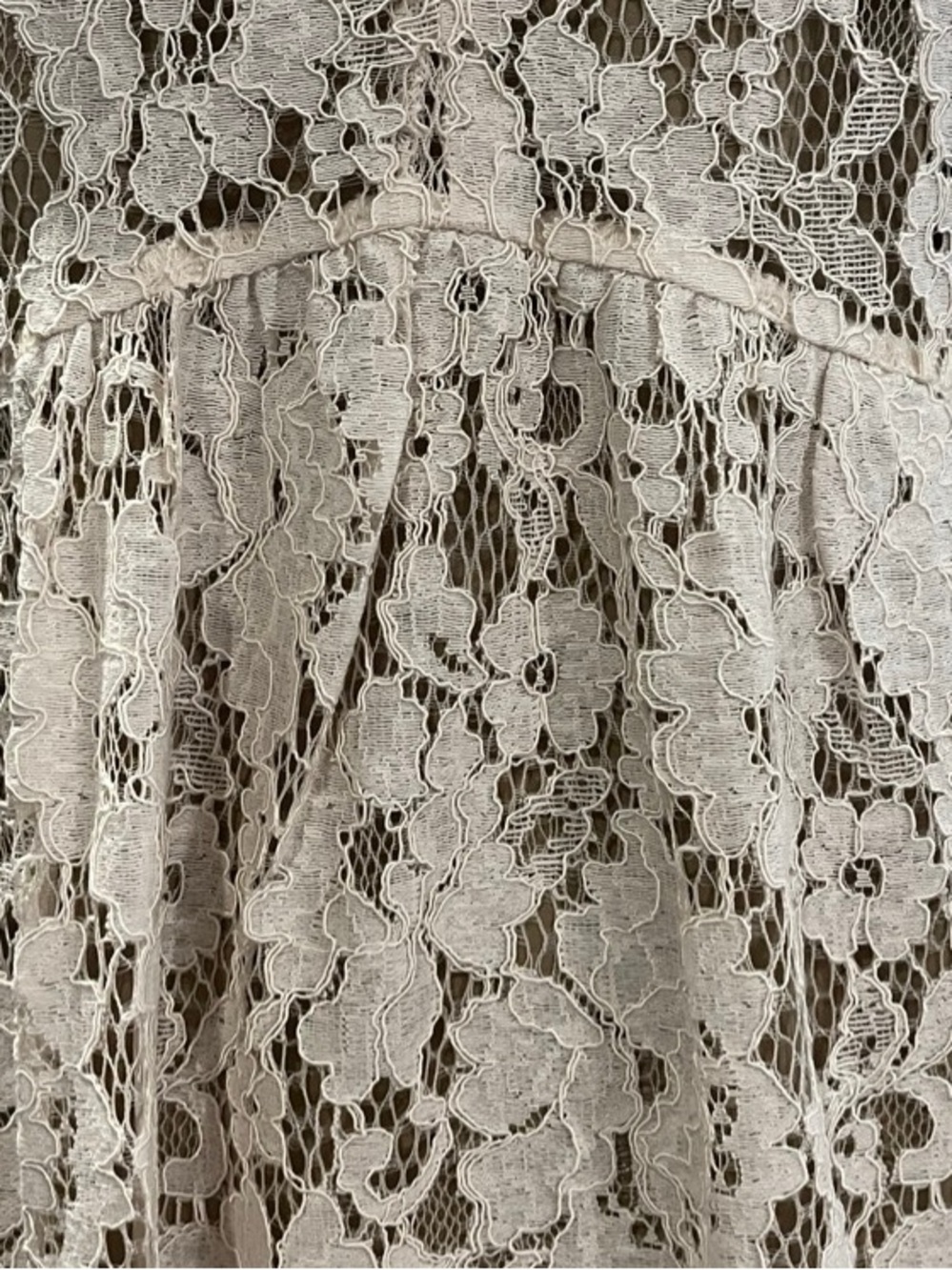 LOFT Floral Lace Tie-Neck Flounce Mini Dress - Picture 9 of 12